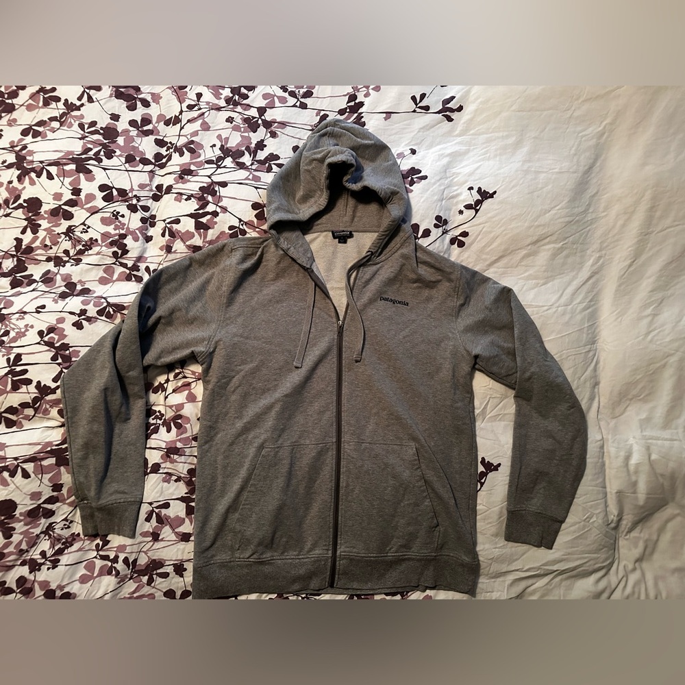 Patagonia Sweatshirt Mens L Fitz Roy Trout Midweight Full Zip Hoodie Gray